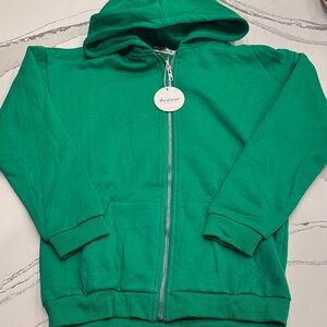 NWT Arshiner Girls Zip Up Hoodie Sweatshirt Green Size 150 or Size 12